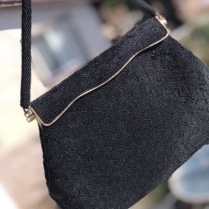 Vintage Hand beaded black hand bag